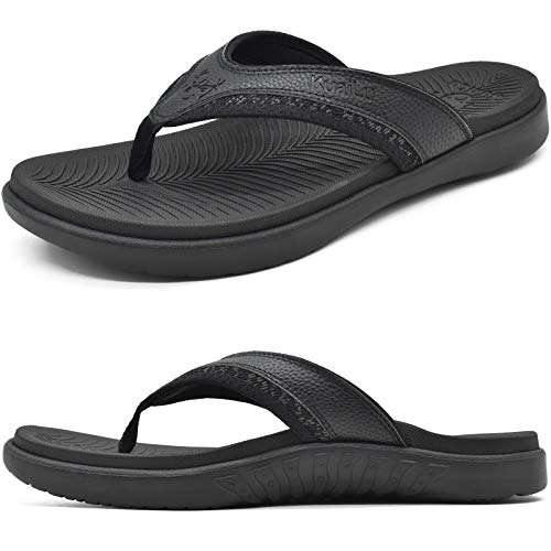 KuaiLu Flip Flops Herren Gr. 40 Bequeme Orthopädische Zehentrenner Sandalen für Männer mit Plantar Fasciitis Arch Support Rutschfest Sport Gummifußbett Sommer Beach/Pool Badelatschen von KuaiLu