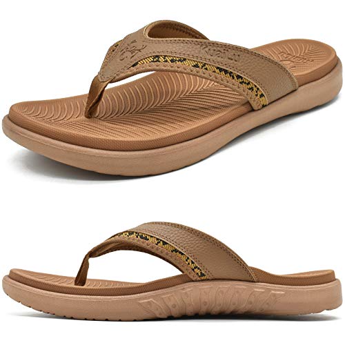 KuaiLu Flip Flops Herren Gr. 40 Bequeme Orthopädische Zehentrenner Sandalen für Männer mit Plantar Fasciitis Arch Support Rutschfest Sport Gummifußbett Sommer Beach/Pool Badelatschen von KuaiLu