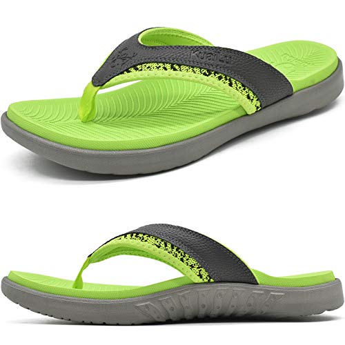 KuaiLu Flip Flops Herren Gr. 42 Bequeme Orthopädische Zehentrenner Sandalen für Männer mit Plantar Fasciitis Arch Support Rutschfest Sport Gummifußbett Sommer Beach/Pool Badelatschen von KuaiLu