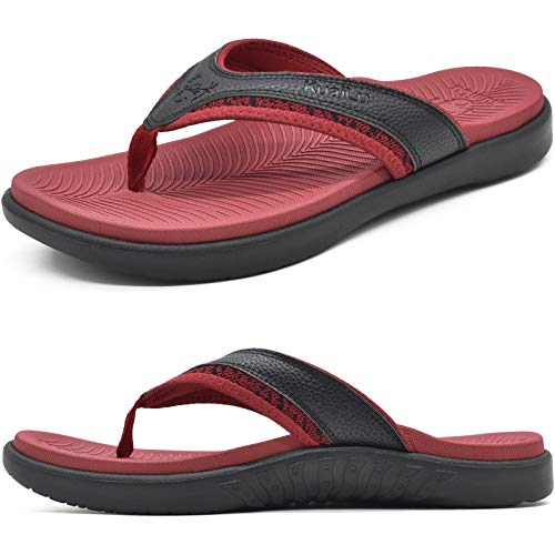 KuaiLu Flip Flops Sandalen Herren Gr. 45 Bequeme Orthopädische Zehentrenner für Männer mit Plantar Fasciitis Arch Support Rutschfest Sport Gummifußbett Sommer Beach/Pool Badelatschen von KuaiLu