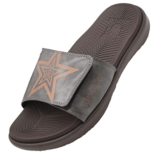 KuaiLu Herren Orthesen Ledersandalen Plantar Fasciitis Arch Support Athletic Slide Sandalen Für Männer Verstellbare Comfort Slipper Mit Weicher Dämpfung Für den Außenbereich von KuaiLu