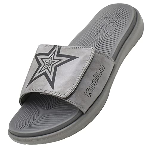 KuaiLu Herren Orthesen Ledersandalen Plantar Fasciitis Arch Support Athletic Slide Sandalen Für Männer Verstellbare Comfort Slipper Mit Weicher Dämpfung Für den Außenbereich von KuaiLu