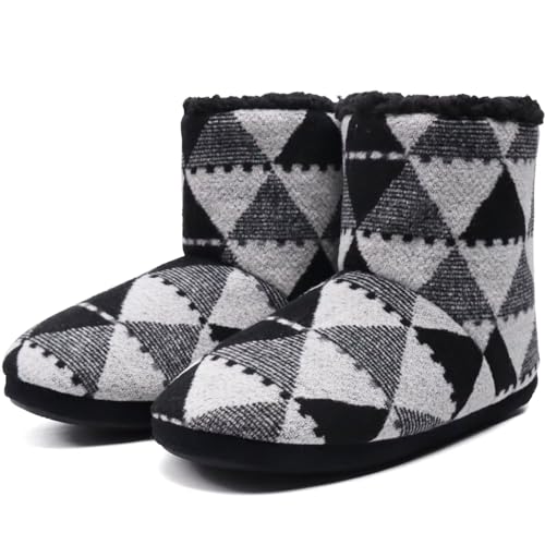 KuaiLu Hohe Hausschuhe Boots Herren Winter Wolle Gefütterte Hausstiefel Männer Warme Flauschige Plüsch Hüttenschuhe Kuschel Geschlossen Hausschuhe Stiefel Warm Slippers Puschen von KuaiLu