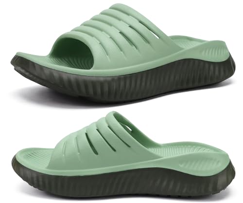 KuaiLu Recovery Sandalen Damen Bequeme Plantarfasziitis Schlappen Orthopädische Offene Zehen Frauen Sport Latschen Leicht Wasserfest Badelatschen Badeschlappen Sommer Strand OliveGreen 41 von KuaiLu