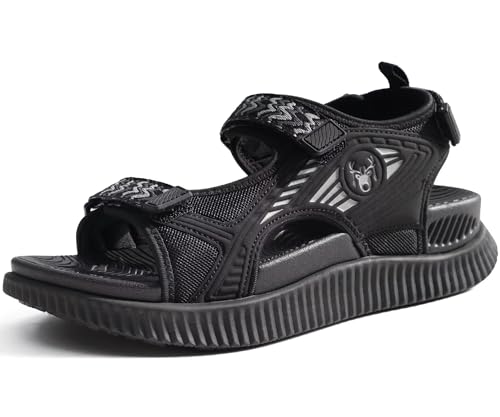 KuaiLu Sandalen Damen Trekking Bequeme Orthopädische Trecking Wandersandalen Sport Outdoor Trekkingsandalen Frauen Sommer Verstellbare Klett Sportsandalen Leicht Offen Outdoorsandale Ganz schwarz 42 von KuaiLu