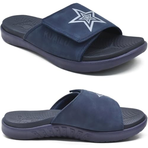 KuaiLu Sandalen Herren Gr. 41 mit Klettverschluss Bequeme Orthopädische Plantar Fasciitis Arch Support Sommer Hausschuhe Offener Zeh Rutschfest Sport Gummisohle von KuaiLu