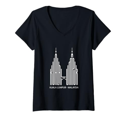 Damen Kuala Lumpur, Malaysia Tour Touristen Malaysians Vacation T-Shirt mit V-Ausschnitt Damen Kuala Lumpur, Malaysia Tour Touristen Malaysians Vacation T-Shirt mit V-Ausschnitt von Kuala Lumpur Malaysia City Designs by Fasaza