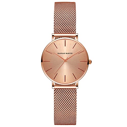 Kubagom Damen Armbanduhr Analog Quarz Edelstahl Wasserdicht Mesh Ultradünne 32mm von Kubagom