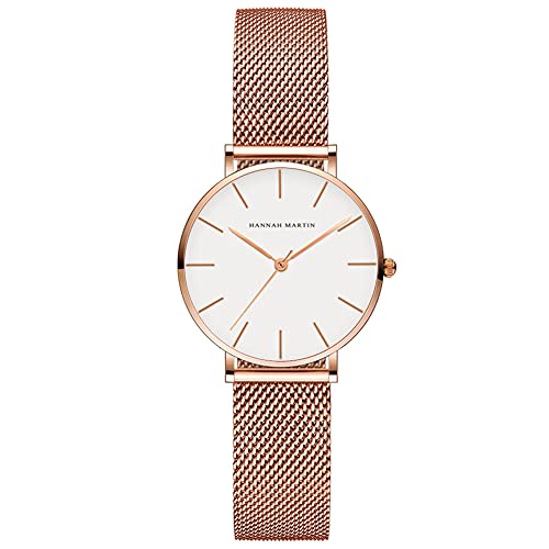 Kubagom Damen Armbanduhr Analog Quarz Edelstahl Wasserdicht Mesh Ultradünne 32mm von Kubagom