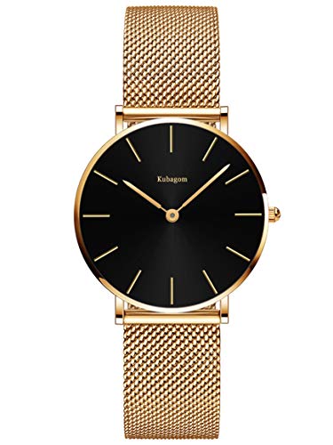 Kubagom Damen Armbanduhr Analog Quarz Edelstahl Wasserdicht Mesh Ultradünne Kubagom Damen Armbanduhr Analog Quarz Edelstahl Wasserdicht Mesh Ultradünne von Kubagom
