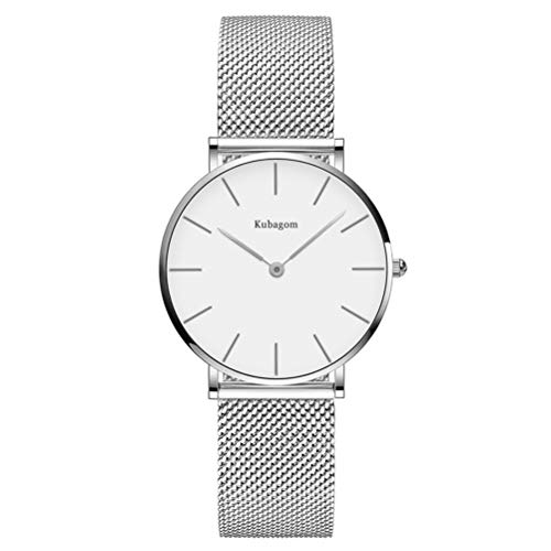 Kubagom Damen Armbanduhr Analog Quarz Edelstahl Wasserdicht Mesh Ultradünne von Kubagom