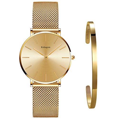 Kubagom Damen Uhren Analog Quarz Edelstahl Wasserdicht Mesh Ultradünne Set mit Armreif Kubagom Damen Uhren Analog Quarz Edelstahl Wasserdicht Mesh Ultradünne Set mit Armreif von Kubagom