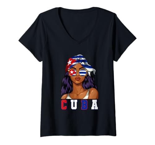Damen Kuba Kubaner Frau T-Shirt mit V-Ausschnitt Damen Kuba Kubaner Frau T-Shirt mit V-Ausschnitt von Kubaner Kuba Geschenk