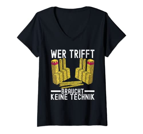 Damen Wikingerschach Kubb T-Shirt mit V-Ausschnitt von Kubb Wikingerspiel Wikingerschach