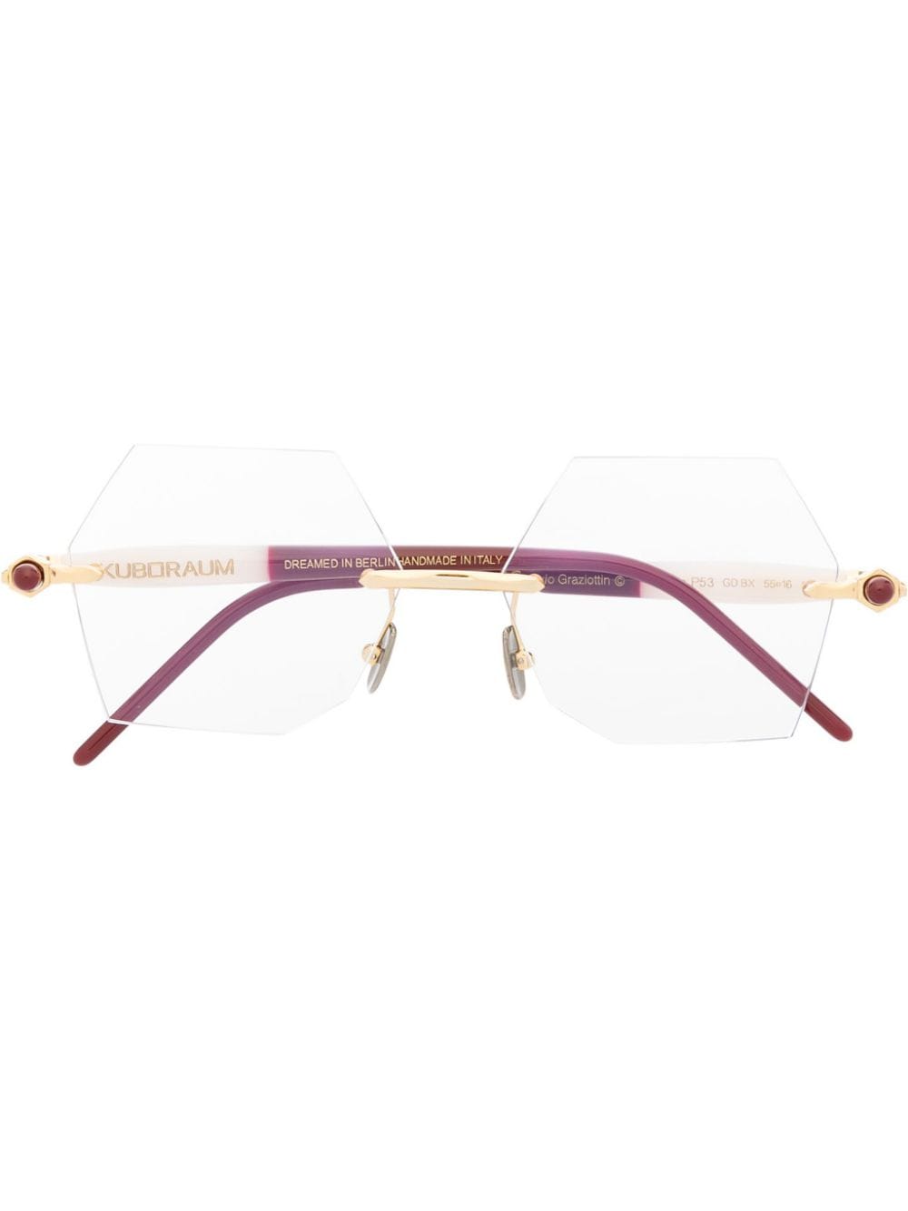 Kuboraum Brille mit sechseckigem Gestell - Nude von Kuboraum