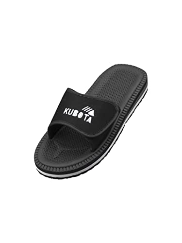 Kubota Badelatschen mit Klettverschluss - Badeschuhe für Damen - Badeschlappen für Strand – Baden Latschen - Schuhe fur Dusch und Sauna - Schwarz 35 von Kubota