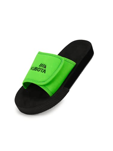 Kubota Badelatschen mit Klettverschluss Damen - Pantoletten Verstellbar - Badesandalen Sommer - Schuhe fur Dusch und Sauna - Neongrün 41 von Kubota