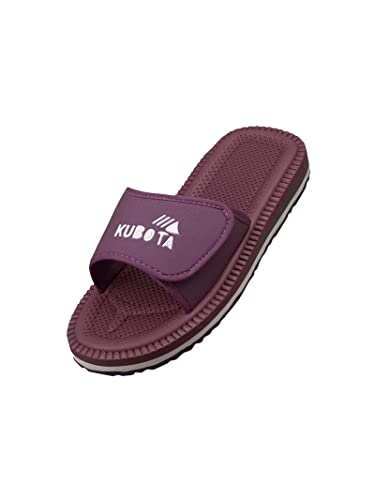 Kubota Badelatschen mit Klettverschluss - Badeschuhe für Herren - Badeschlappen für Strand – Baden Latschen - Schuhe fur Dusch und Sauna - Burgund 44 von Kubota