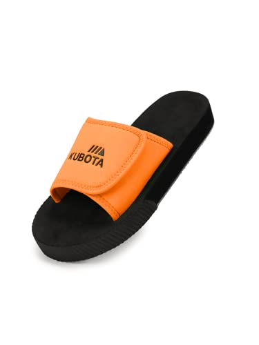 Kubota Badelatschen mit Klettverschluss Herren - Pantoletten Verstellbar - Badesandalen Sommer - Schuhe fur Dusch und Sauna - Neonorange 42 von Kubota