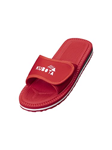 Kubota Badelatschen mit Klettverschluss - Badeschuhe für Damen - Badeschlappen für Strand – Baden Latschen - Schuhe fur Dusch und Sauna - Rot 39 von Kubota