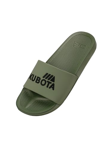 Kubota Badeschuhe Herren, Badelatschen, Badeschlappen für den Pool Dusch und Sauna Schuhe, Rutschfest, Leicht und Elastisch Pantoletten, Sommer Sandalen - Khaki 42 von Kubota