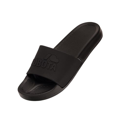 Kubota Basic Badelatschen Herren & Damen - Rutschfest Badeschuhe - Flip Flops für Sauna & Strand - Leichte Hausschuhe - Schwarz Einfarbig 42 von Kubota