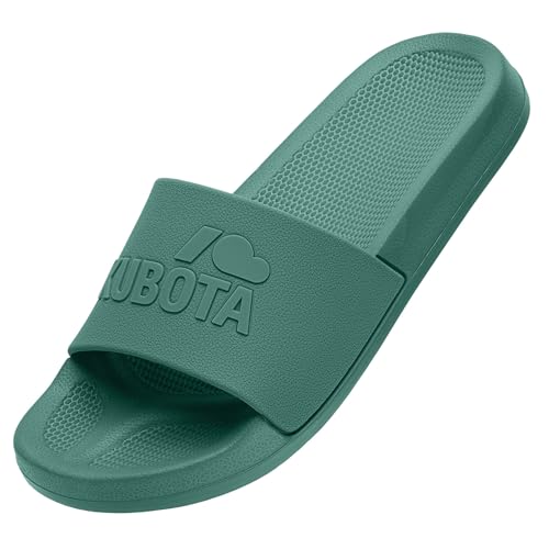 Kubota Basic Plain Badelatschen Herren & Damen - Rutschfest Badeschuhe - Flip Flops für Sauna & Strand - Leichte Hausschuhe - Grün Einfarbig - 44 von Kubota