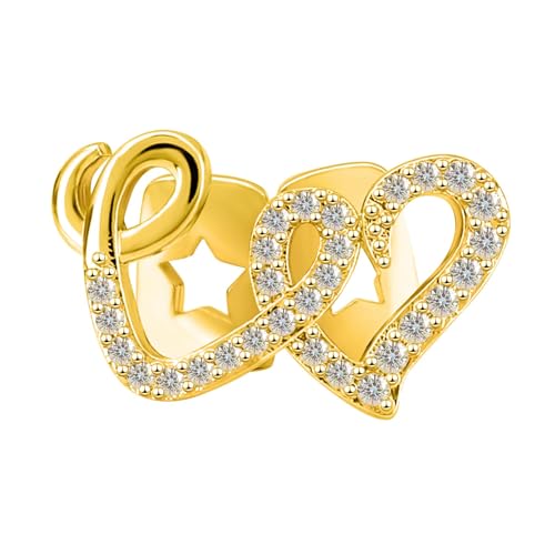 Diamant Grillz, Kucheed Bling Herz Kreuz-Zähne Grillkappe 18 Karat vergoldeter Hip-Hop Zahnschmuck, Trendiger Zirkonia Zahnschmuck für Männer und Frauen, Glänzendes Rapper-Kostümparty-Accessoire (A2) von Kucheed