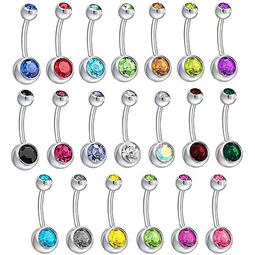 Kucheed 20 Stück Bauchnabelpiercing, 14G Chirurgenstahl Nabelringe für Frauen,Funkelnde CZ Herz Schmetterling Baumelnde Bauchnabelringe,Hypoallergener Langhantel Bauchnabel Piercing Schmuck (F) von Kucheed