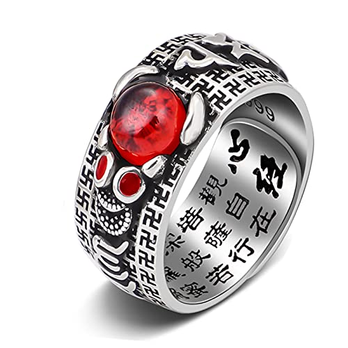 Feng Shui PiXiu Mantra Ring,Kucheed Silberne Buddhistische Glücks Fingerringe,MANI Amulett Mantra Schmuck,Doppelter Schutz Reichtum Liebe Gesundheit Band,Jahrgang Verstellbare Ringe Geschenk (F) von Kucheed