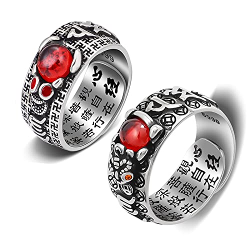 Feng Shui PiXiu Ring,Kucheed Verstellbare Mantra-Fingerringe für Männer und Frauen,Graviertes Sutra MANI Amulett Doppelter Schutz Reichtum Liebe Wohlstand,Buddha Band Schmuck Geschenk (2Stk-C) von Kucheed