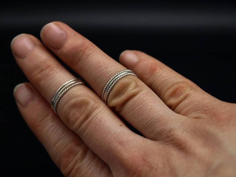 3Er Set Stapelringe, Midiringe Set, Extra Zarte Silberringe 3 Ringe, Ringset Silber Filigran, Sterlingsilber Ringe von KudawPellu