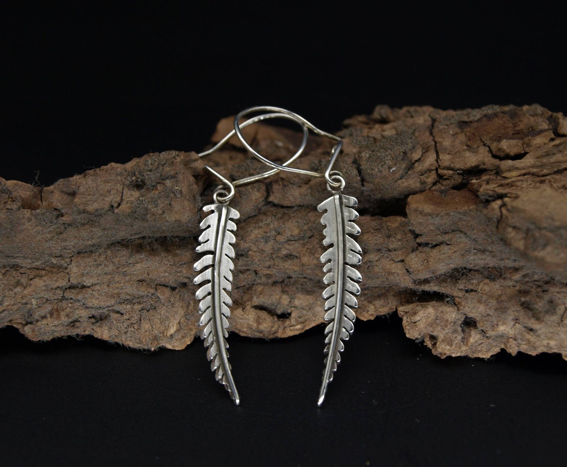 Farn Ohrringe, Zierliche Pflanzen Ohrhänger, Sterling Silber 925, Geschenk Für Sie von KudawPellu