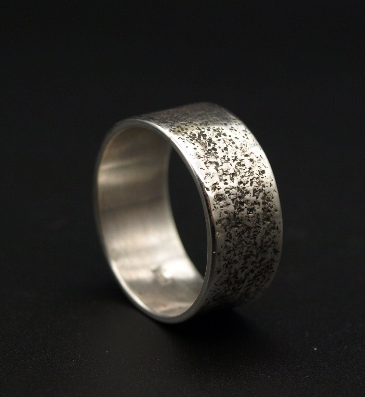 Strukturring Silber, Bold Ring, Silberring Mit Struktur, Bandring Strukturiert, Sterling Silber 925, Partnerringe Herrenring von KudawPellu