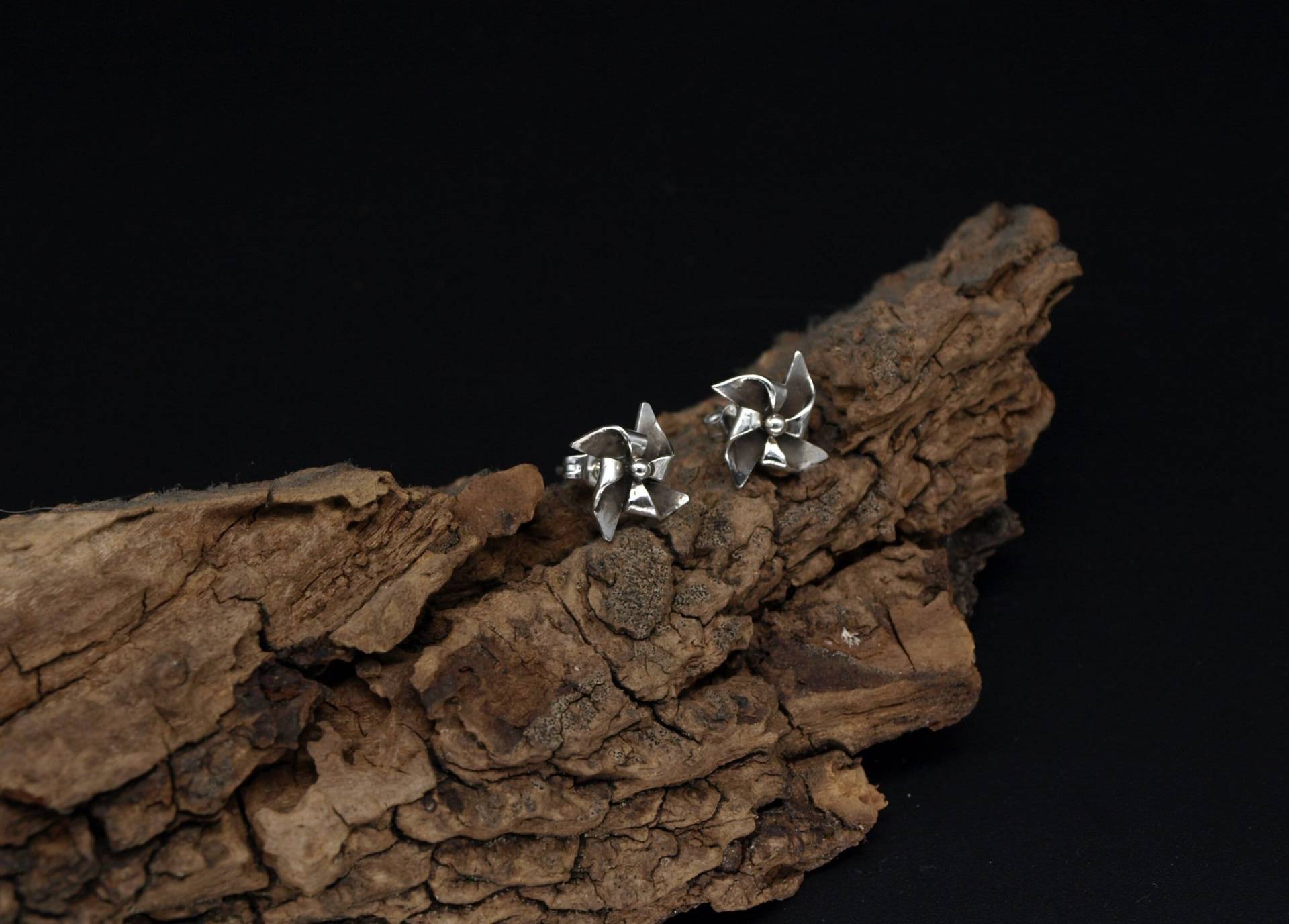 Windrad Ohrstecker, Sterling Silber 925, Origami Silber, Handgefertigt in Deutschland von KudawPellu