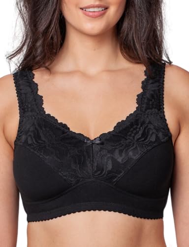 Kudreshov Lingerie BH Damen Amelia ohne Bügel Große Größen – Entlastungs Rückenverschluss BH ohne Bügel – Minimizer BH Breite Träger (Amelia) (DE/NL/SE/PL, Körbchengröße & Bandgröße, C, 105, Schwarz) von Kudreshov Lingerie