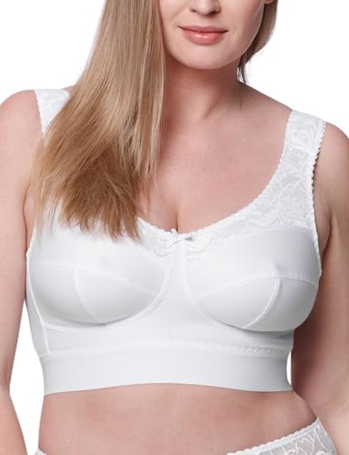 Kudreshov Lingerie BH Damen Bianca ohne Bügel – Entlastungs BH B-F XXL Große Größen – Komfort BH – BH Breite Träger (DE/NL/SE/PL, Körbchengröße & Bandgröße, D, 100, Weiß) von Kudreshov Lingerie