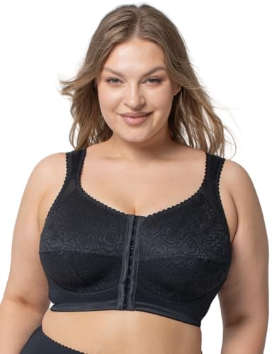 Kudreshov Lingerie BH Damen Bona ohne Bügel Große Größen – BH große brüste starker Halt Vorderverschluss – Entlastungs Sport BH Breite Träger, Ungepolsterter XXL Schwarz 115 H von Kudreshov Lingerie