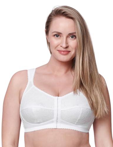 Kudreshov Lingerie BH Damen Bona ohne Bügel Große Größen – BH große brüste starker Halt Vorderverschluss – Entlastungs Sport BH Breite Träger, Ungepolsterter XXL Weiß 110 J von Kudreshov Lingerie