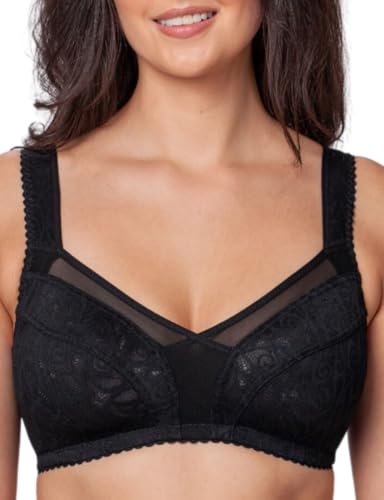 Kudreshov Lingerie Klassische BH Damen Mary Ohne Bügel Große Größen, Minimizer BH Schwarz mit Breite Träger große brüste starker XXL Bügelloser Vollschale Entlastungs Damen-BHS 85 D von Kudreshov Lingerie