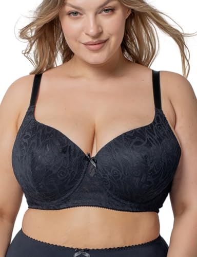 Kudreshov Lingerie Damen-BH Charlotte mit Bügel Gepolstert Große Größen Vollschale B-E Cup, Stretch-Spitze, Verstellbare Träger 105 B von Kudreshov Lingerie