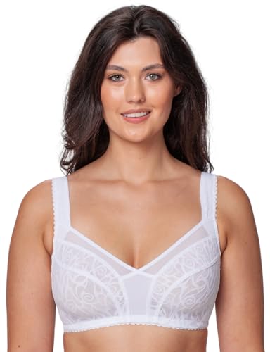 Kudreshov Lingerie Mary BH Damen Mary ohne Bügel Große Größen Weiß – Rückenverschluss Minimizer BH Breite Träger (DE/NL/SE/PL, Körbchengröße & Bandgröße, B, 80, Weiß) von Kudreshov Lingerie