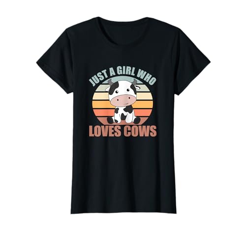 Kuh Just a girl who loves cows Rind sunset süß Geschenkidee T-Shirt Kuh Just a girl who loves cows Rind sunset süß Geschenkidee T-Shirt von Kühe Bauernhof Retro für Mädchen & Frauen