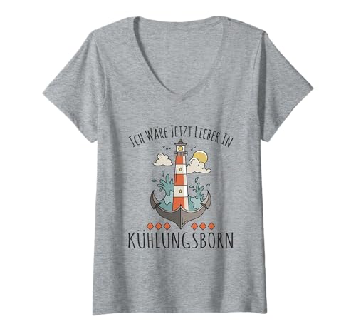 Damen Ostseeurlaub Gadgets Ostsee Urlaub Souvenir Kühlungsborn T-Shirt mit V-Ausschnitt von Kühlungsborn Souvenir und Ostseeurlaub Gadgets