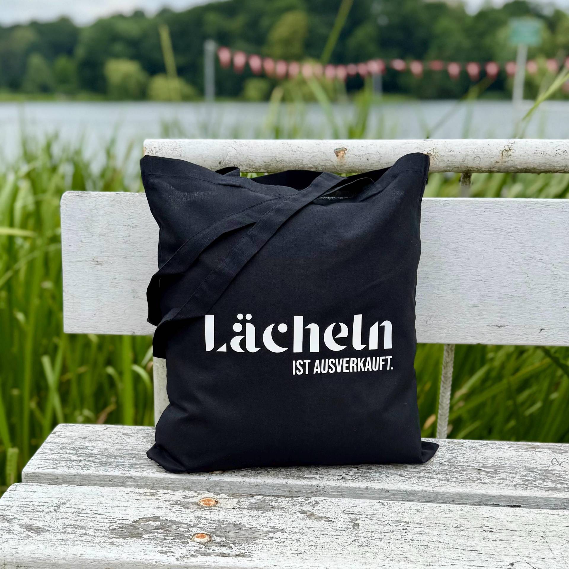 Beutel "Lächeln Ist Ausverkauft" | Stofftasche, Einkaufstasche, Tragetasche, Schulterbeutel, Umhängetasche, Schwarzer Humor von KuehnGesagt