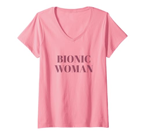 Damen Bionic Woman Hüfte Knie Operation Genesung Prothese T-Shirt mit V-Ausschnitt von Künstliches Gelenk Gute Besserung Geschenke Damen