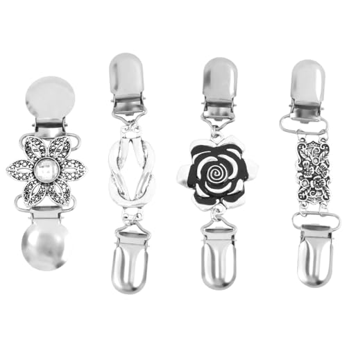 Kueohse 4 StüCk Vintage Pullover Schal Clips Retro Strickjacke Kragen Clips Hemd Brosche Clips für Frauen MäDchen Tragen von Kueohse