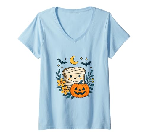 Damen Halloween Capybara Kostüm T-Shirt mit V-Ausschnitt Damen Halloween Capybara Kostüm T-Shirt mit V-Ausschnitt von Kürbis Karneval Verkleidung Geschenkidee