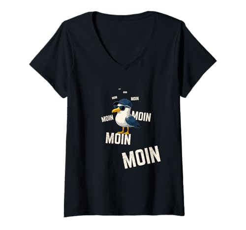Damen Maritimes Moin mit Möwe Nordsee - Ostsee Urlaub-Design T-Shirt mit V-Ausschnitt Damen Maritimes Moin mit Möwe Nordsee - Ostsee Urlaub-Design T-Shirt mit V-Ausschnitt von Küsten-Grüße Seevogel Ostfriesland