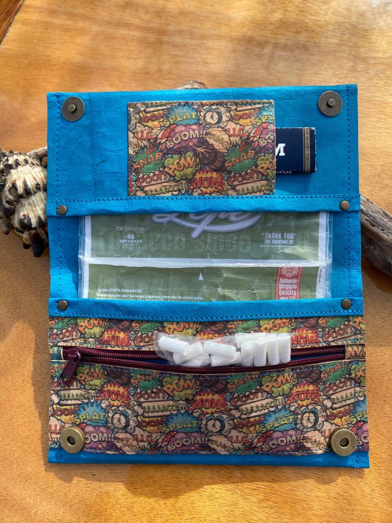 Tabaktasche/ Tabakbeutel/ Drehertasche/ Robust/ Kork/ Snappap/ Magnetknöpfe/ Leicht von KuestenStoff